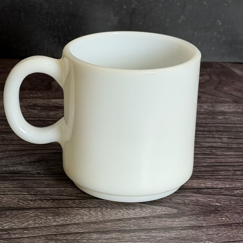 Vintage Fire-King White Milk Glass Stackable Coffee Mug - Thumbnail 4