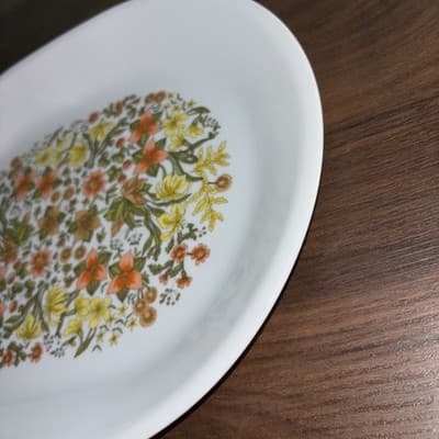 Vintage 12" Corelle Corning Ware Indian Summer Oval Serving Platter Tray Floral - Thumbnail 4