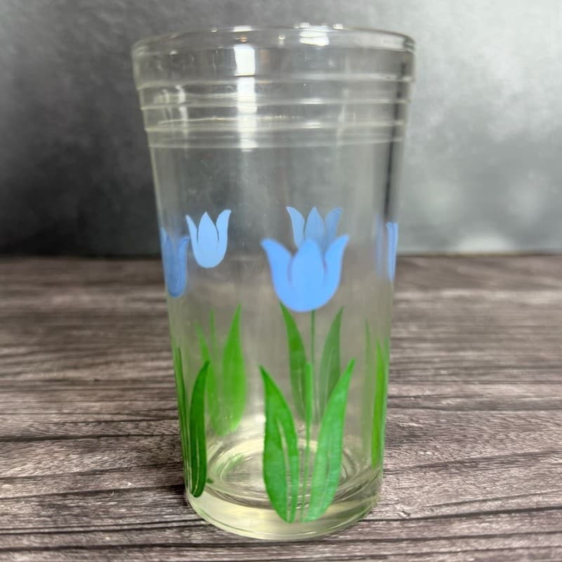 Vintage Hazel-Atlas Swanky Swig Blue Tulip Juice Glass - Thumbnail 2