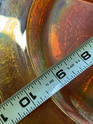 Set Of 4 Carnival Glass Federal Normandie marigold divided plates VTG - Thumbnail 10