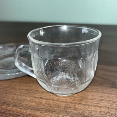 Arcoroc Glass Co. FLEUR Crystal Cup and Saucer Set - Thumbnail 10