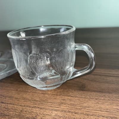 Arcoroc Glass Co. FLEUR Crystal Cup and Saucer Set - Thumbnail 9