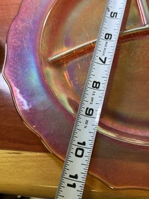 Set Of 4 Carnival Glass Federal Normandie marigold divided plates VTG - Thumbnail 12
