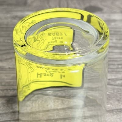 Vintage Hang In There Baby Cat Rocks Drinking Glass 1970s Retro Barware Yellow - Thumbnail 4