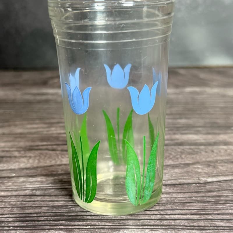 Vintage Hazel-Atlas Swanky Swig Blue Tulip Juice Glass - Thumbnail 6