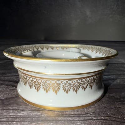 Vtg COULEUVRE PATE DE LIMOGES France GOLD GILT DESIGN Inkwell w 3 Quill Stands - Thumbnail 5