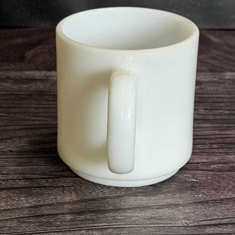 Vintage Fire-King White Milk Glass Stackable Coffee Mug - Thumbnail 2