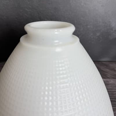 Vintage White Milk Glass Lamp Shade Diamond Point Cone Replacement 2.25 Fitter - Thumbnail 11