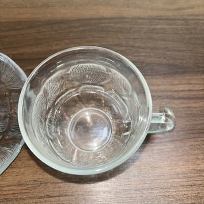 Arcoroc Glass Co. FLEUR Crystal Cup and Saucer Set - Thumbnail 4