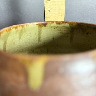 SB Signed Studio Art Pottery Vase Handmade Rustic Wabi Sabi Brown Green Drip - Thumbnail 2