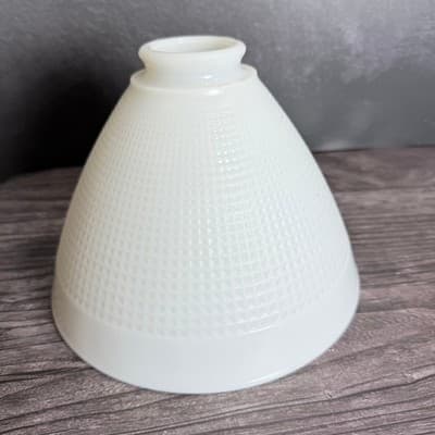 Vintage White Milk Glass Lamp Shade Diamond Point Cone Replacement 2.25 Fitter - Thumbnail 8