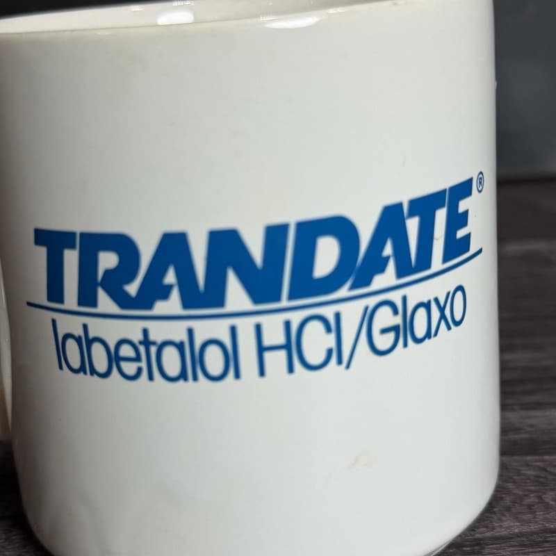Vintage Trandate Labetalol HCl Glaxo Pharmaceutical Advertising Coffee Mug - Thumbnail 3