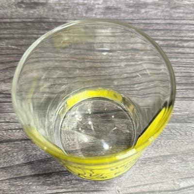 Vintage Hang In There Baby Cat Rocks Drinking Glass 1970s Retro Barware Yellow - Thumbnail 11