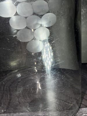 Vintage Clear Glass Pitcher With Etched Grapes & Leaves- 8.5” Tall - Thumbnail 5