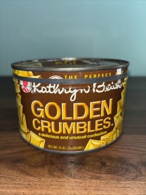 Vintage KATHRYN BEICH GOLDEN CRUMBLES Candy Tin BLOOMINGTON ILLINOIS Key Style - Thumbnail 4