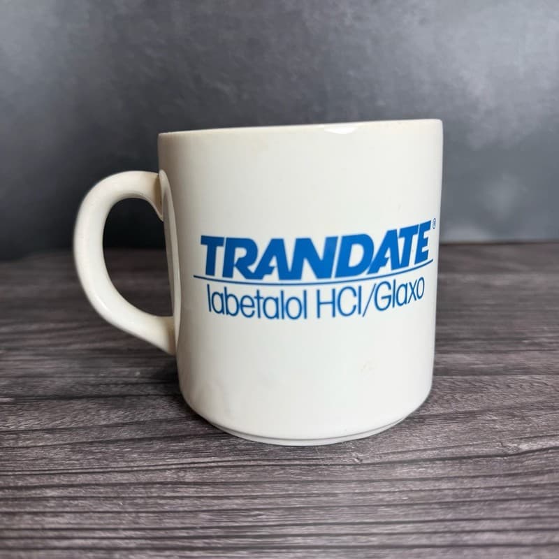 Vintage Trandate Labetalol HCl Glaxo Pharmaceutical Advertising Coffee Mug - Thumbnail 4