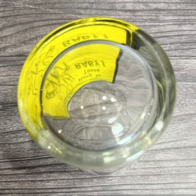 Vintage Hang In There Baby Cat Rocks Drinking Glass 1970s Retro Barware Yellow - Thumbnail 5