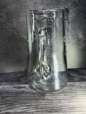 Vintage Clear Glass Pitcher With Etched Grapes & Leaves- 8.5” Tall - Thumbnail 6