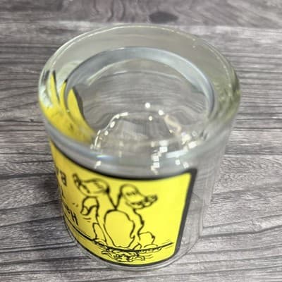 Vintage Hang In There Baby Cat Rocks Drinking Glass 1970s Retro Barware Yellow - Thumbnail 10