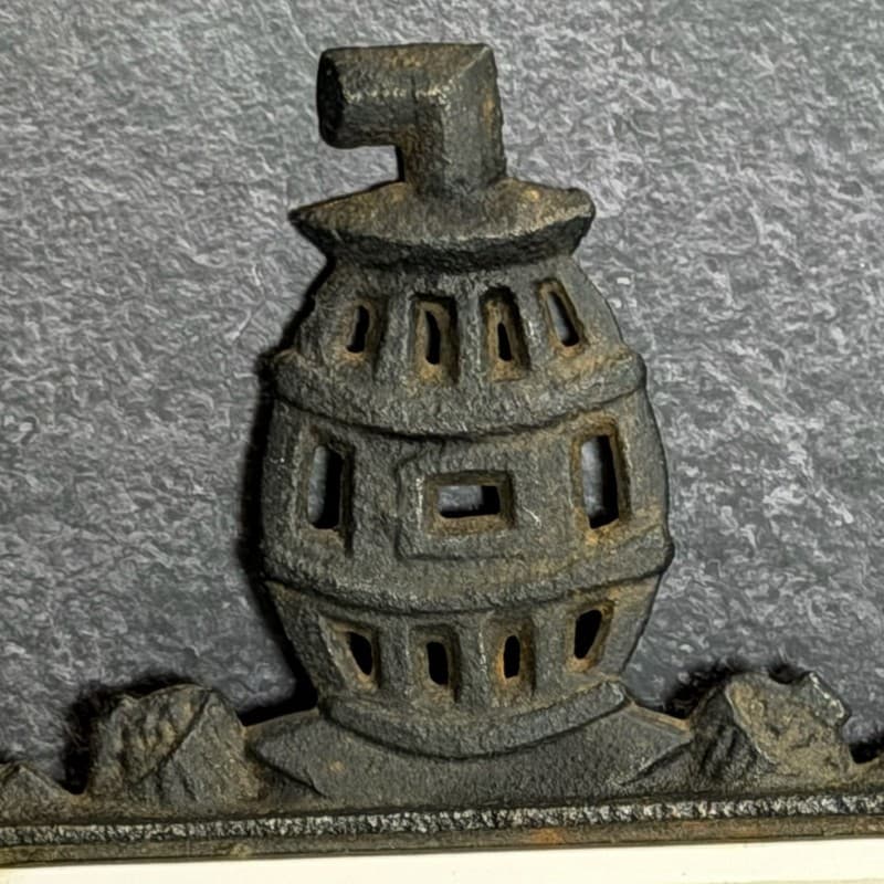 Vintage Watkins Japan Cast Iron and Ceramic Tile Trivet Franklin Stove Still Lif - Thumbnail 2