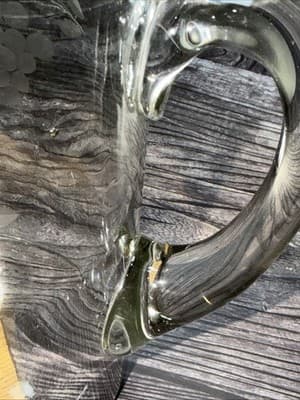 Vintage Clear Glass Pitcher With Etched Grapes & Leaves- 8.5” Tall - Thumbnail 12