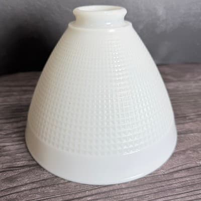 Vintage White Milk Glass Lamp Shade Diamond Point Cone Replacement 2.25 Fitter - Thumbnail 9