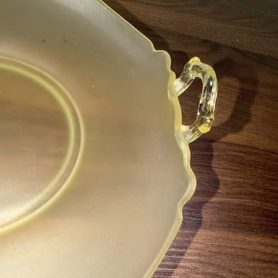 Lancaster Depression Glass Topaz Yellow Large Serving Bowl Frosted Satin 10” - Thumbnail 2