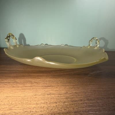 Lancaster Depression Glass Topaz Yellow Large Serving Bowl Frosted Satin 10” - Thumbnail 7