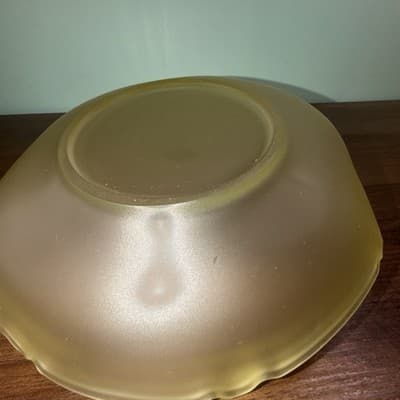 Lancaster Depression Glass Topaz Yellow Large Serving Bowl Frosted Satin 10” - Thumbnail 9