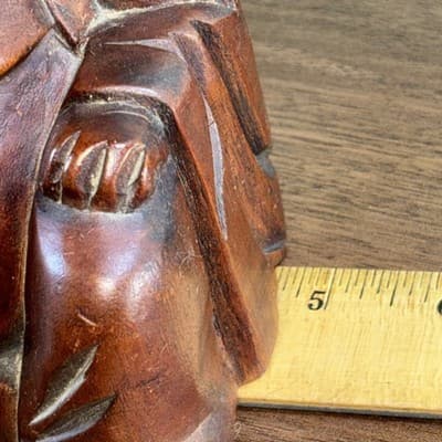 Vintage 5.75" Wooden Hand Carved Happy Buddha Smiling Statue Sculpture Figurine - Thumbnail 13