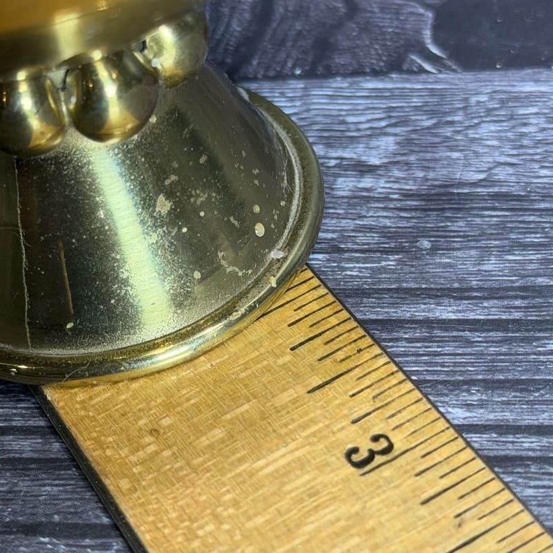 Vintage Mid-Century Modern Brass Chalice Style Taper Candle Holder with Beaded S - Thumbnail 11