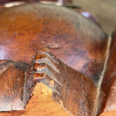 Vintage 5.75" Wooden Hand Carved Happy Buddha Smiling Statue Sculpture Figurine - Thumbnail 11