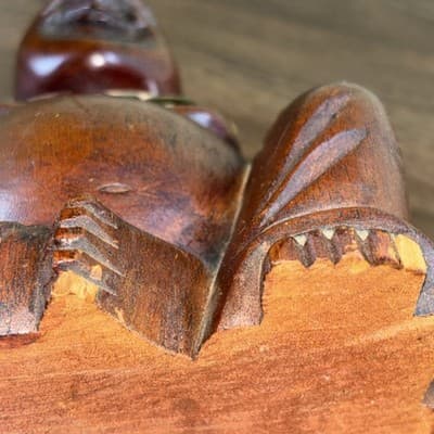 Vintage 5.75" Wooden Hand Carved Happy Buddha Smiling Statue Sculpture Figurine - Thumbnail 10