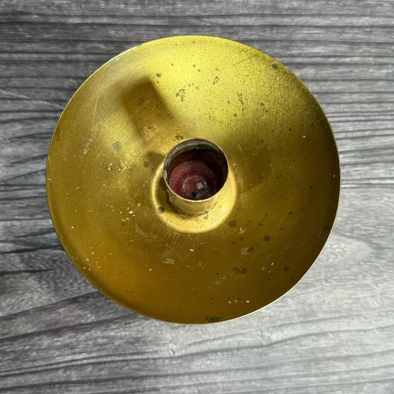Vintage Mid-Century Modern Brass Chalice Style Taper Candle Holder with Beaded S - Thumbnail 5