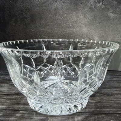 Gorham Crystal King Edward Cut Footed Bowl 9 3/4 IN Statement Serving Dish - Thumbnail 10