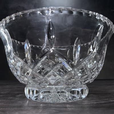 Gorham Crystal King Edward Cut Footed Bowl 9 3/4 IN Statement Serving Dish - Thumbnail 2