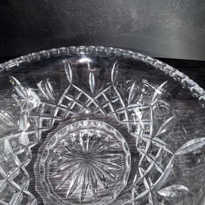 Gorham Crystal King Edward Cut Footed Bowl 9 3/4 IN Statement Serving Dish - Thumbnail 6