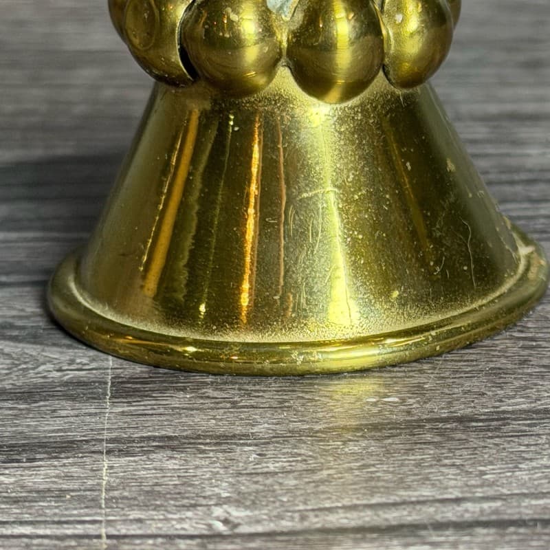 Vintage Mid-Century Modern Brass Chalice Style Taper Candle Holder with Beaded S - Thumbnail 8