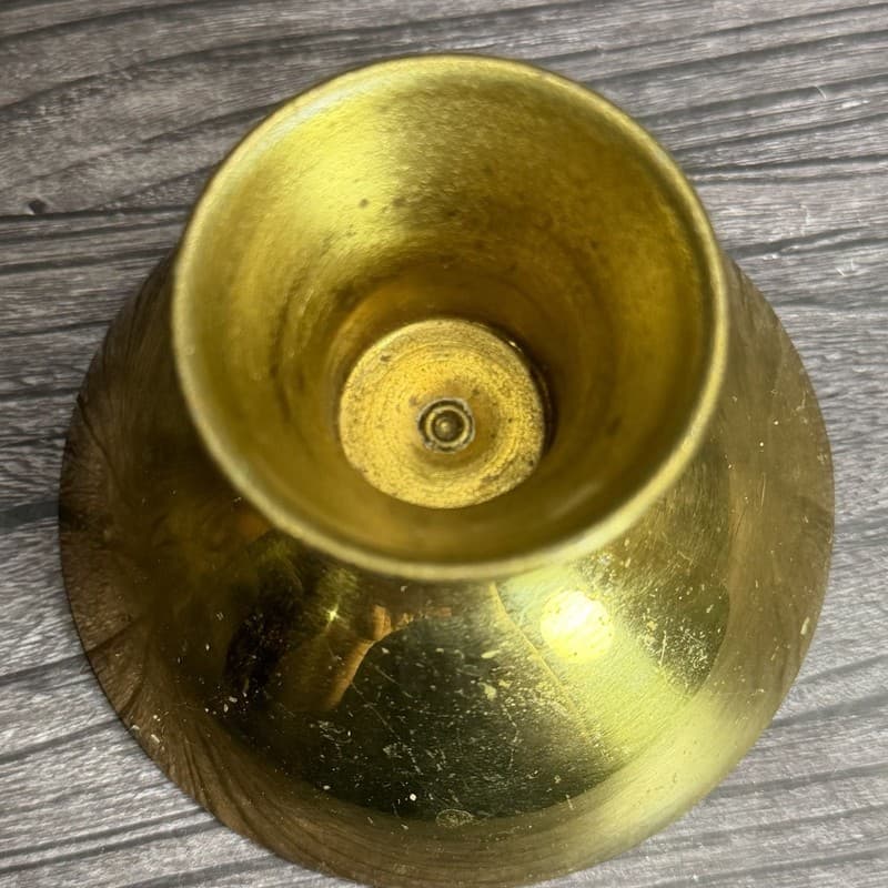 Vintage Mid-Century Modern Brass Chalice Style Taper Candle Holder with Beaded S - Thumbnail 6