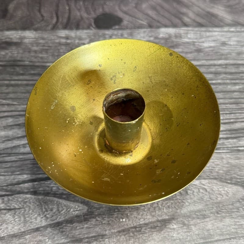 Vintage Mid-Century Modern Brass Chalice Style Taper Candle Holder with Beaded S - Thumbnail 2