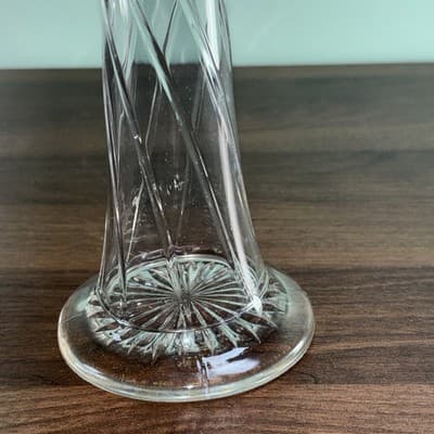 Antique Dugan Clear Glass Twisted Rib Vase Spiralex 12” Swung Drip Look - Thumbnail 8