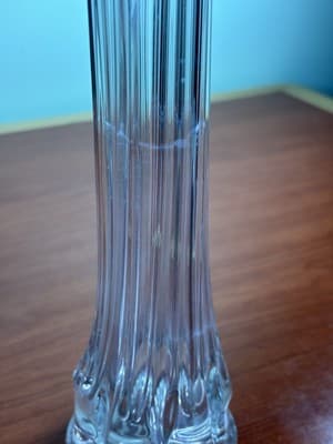 Vintage MCM Tall 13.5” Clear Ribbed Swung Stretched Glass Floor Vase Glows #3 - Thumbnail 13