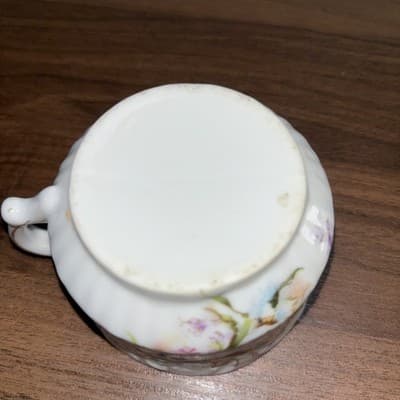 Vintage Antique Shaving Scuttle Mug Short Cup Porcelain Floral White - Thumbnail 9