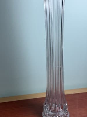 Vintage MCM Tall 13.5” Clear Ribbed Swung Stretched Glass Floor Vase Glows #3 - Thumbnail 4