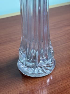 Vintage MCM Tall 13.5” Clear Ribbed Swung Stretched Glass Floor Vase Glows #3 - Thumbnail 10