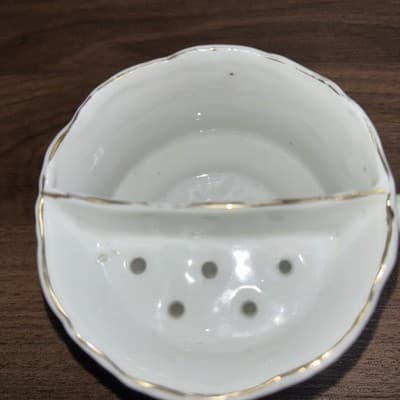 Vintage Antique Shaving Scuttle Mug Short Cup Porcelain Floral White - Thumbnail 3