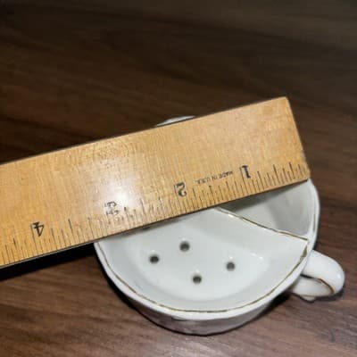 Vintage Antique Shaving Scuttle Mug Short Cup Porcelain Floral White - Thumbnail 11
