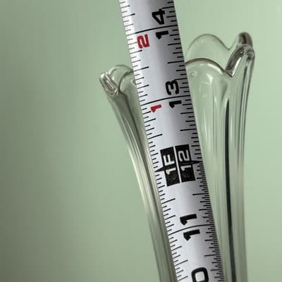 Vintage MCM Tall 13.5” Clear Ribbed Swung Stretched Glass Floor Vase Glows #3 - Thumbnail 8