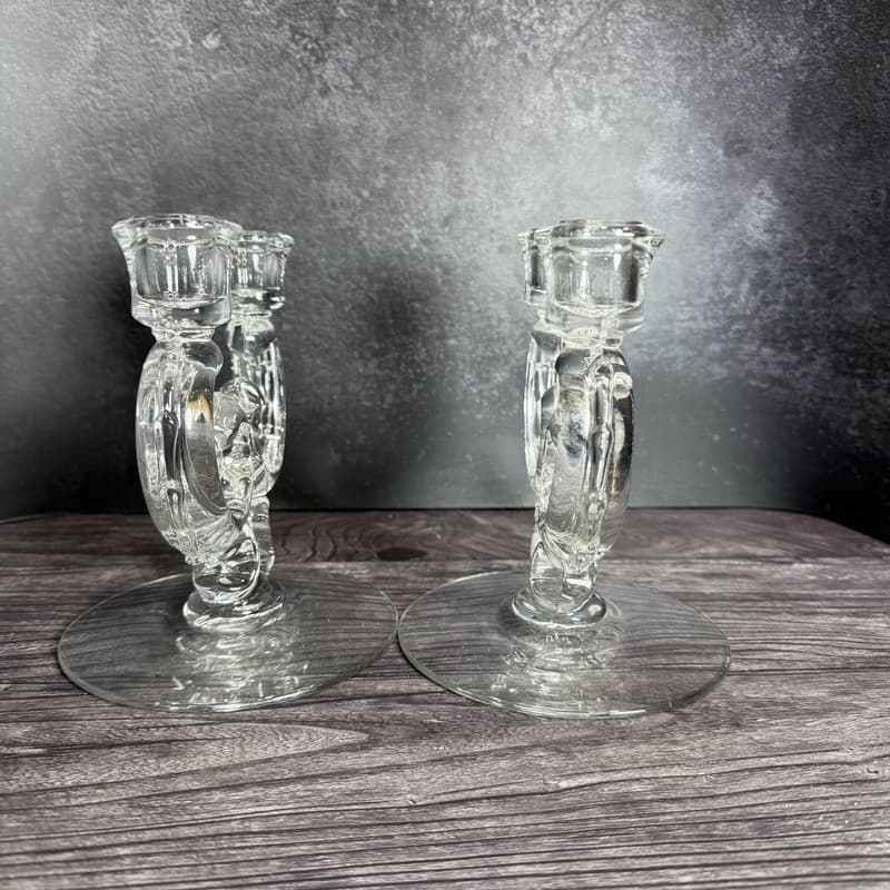 Vintage Fostoria Century Manganese Glass Double Candelabra Candlestick Holders - - Thumbnail 9