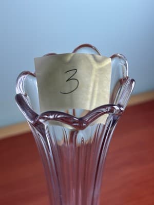 Vintage MCM Tall 13.5” Clear Ribbed Swung Stretched Glass Floor Vase Glows #3 - Thumbnail 12
